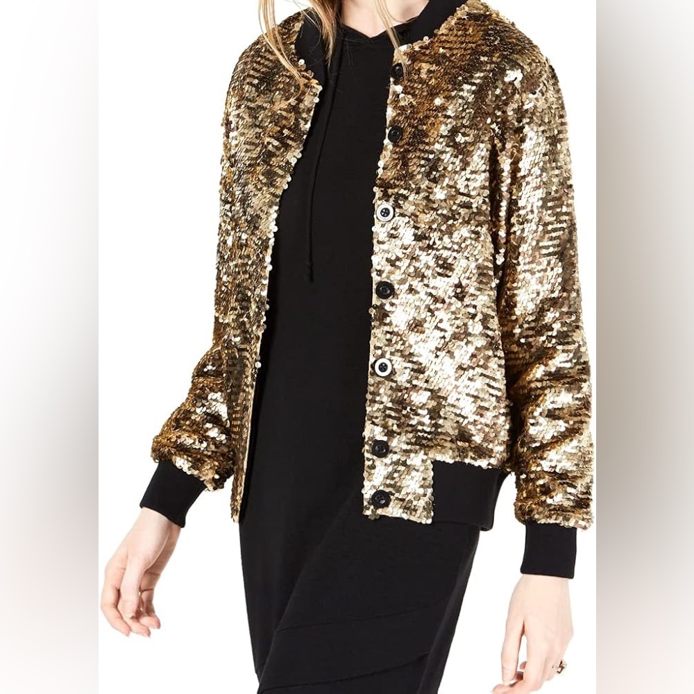 Bl^nk Kimberly Sequin Bomber Jacket - Size XL